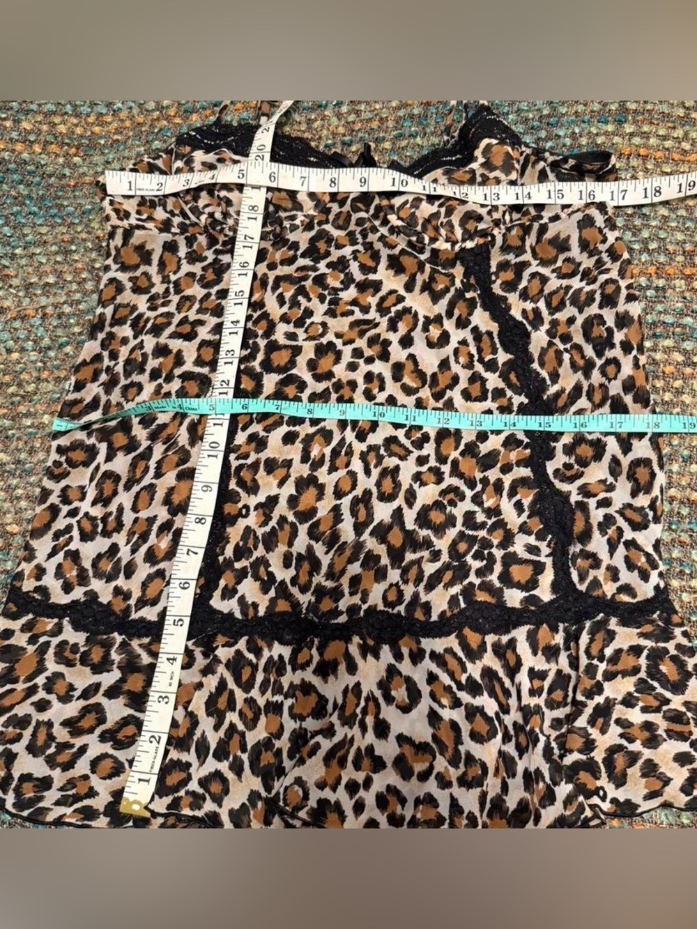 Y2K Leopard Print Lace Trim Cami Baby Doll Dress Mob Wife Baddie Bratz Rock L - Picture 3 of 8